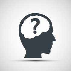 Vector icon of human head with a question mark N2