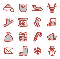 Santa Claus Icons Freehand 2 Color