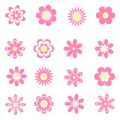 Pink Vector Flowers Set N2