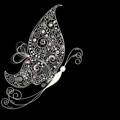White butterfly on black background N2