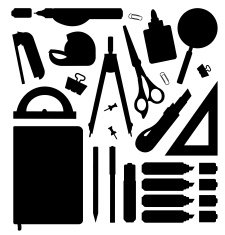 Stationery tools silhouettes set N2 free image download