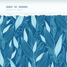 Blue Bamboo Leaves Horizontal Torn Seamless Pattern Background