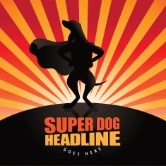 Dog superhero burst background
