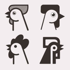 Rooster head abstract logo sets isolated on a white backgrounds