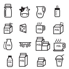 Milk icon set N2