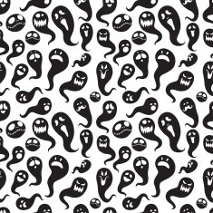 Seamless pattern Of Vintage Happy Halloween flat ghosts N2