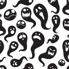 Seamless pattern Of Vintage Happy Halloween flat ghosts N3
