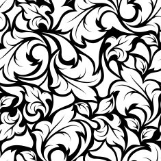 Vintage seamless black and white floral pattern Vector illustration N2