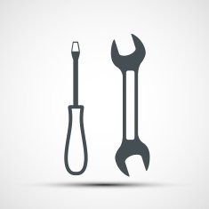 Vector icon of wrench and screwdriver