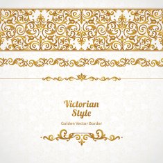 Vector ornate seamless border in Victorian style N9