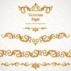 Vector set of borders and vignettes in Victorian style