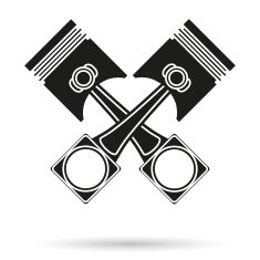 Silhouette symbol of car engine pistons Isolated on white background N2