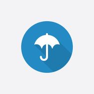 umbrella Flat Blue Simple Icon with long shadow
