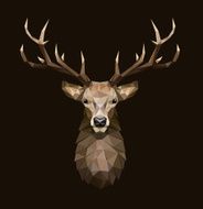 Deer polygonal Illustration Low poly deer with horns N2