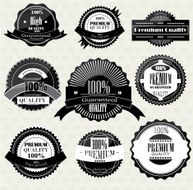 Set of Superior Quality and Satisfaction Guarantee Badges Label N2