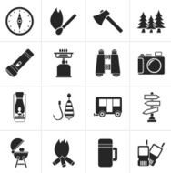 Black Camping travel and Tourism icons N2