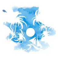 Palm trees watercolor background N7