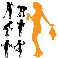 Vector silhouette of the woman who cleans N2