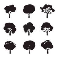 Set of black vector tree icon N4