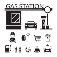 Gas Station and Service Objects icons Set