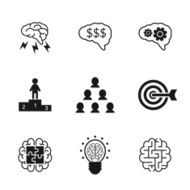 Idea icons set Business strategy and management symbols