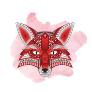 Patterned stylized silhouette of head fox N2