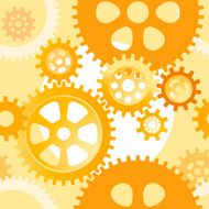 Background with orange vectors cogwheels