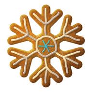 Gingerbread snowflake symbol decorated colored icing