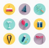Party Icons and Celebration with White Background