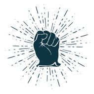 Vintage Hand with Sunburst Vector