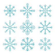 set of vector snowflakes flat icons N2