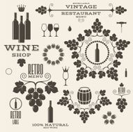 Wine Vintage Isolated labels and icons