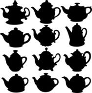 Set isolated icon kettles teapots coffee pot