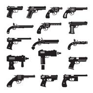 Set of vector guns handguns and pistols