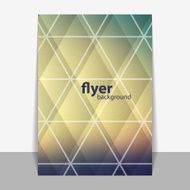 Flyer Cover Design with Triangle Mosaic Pattern Blurred Image Background