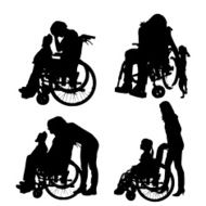Vector silhouettes of people in a wheelchair N53