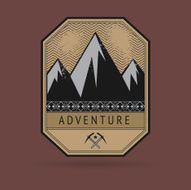 Mountain adventure label or sign