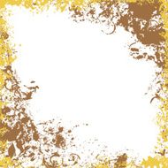 Grungy square frame in gold and brown colors