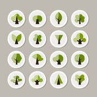Set of green tree icons for your design