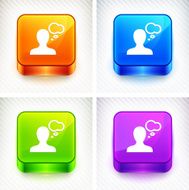 Person with Thought Bubble on Color Square Buttons