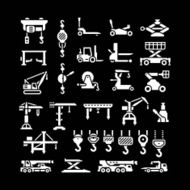 Set icons of lifting equipments cranes winches and hooks N2