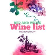 Wine list Hand drawn sketch and watercolor illustration Menu d N3