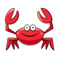 Happy red marine crab with big claws