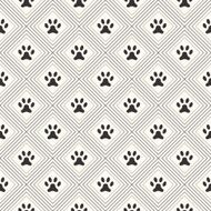 Seamless animal pattern of paw footprint in repeating rhombus