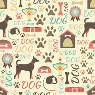 Retro seamless pattern of dog icons Endless texture