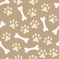 Animal seamless pattern of paw footprint and bone N3