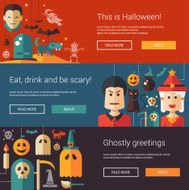 Set of Halloween flat design modern illustrations banners headers with