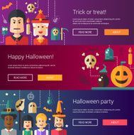 Set of Halloween flat design modern illustrations banners headers with N2