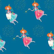 Tooth fairies holding teeth and magic wands Seamless background pattern N2