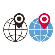 Globe and map pin icons N2
